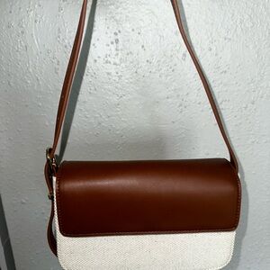 Elegant Brown and White Women's Shoulder Bag
